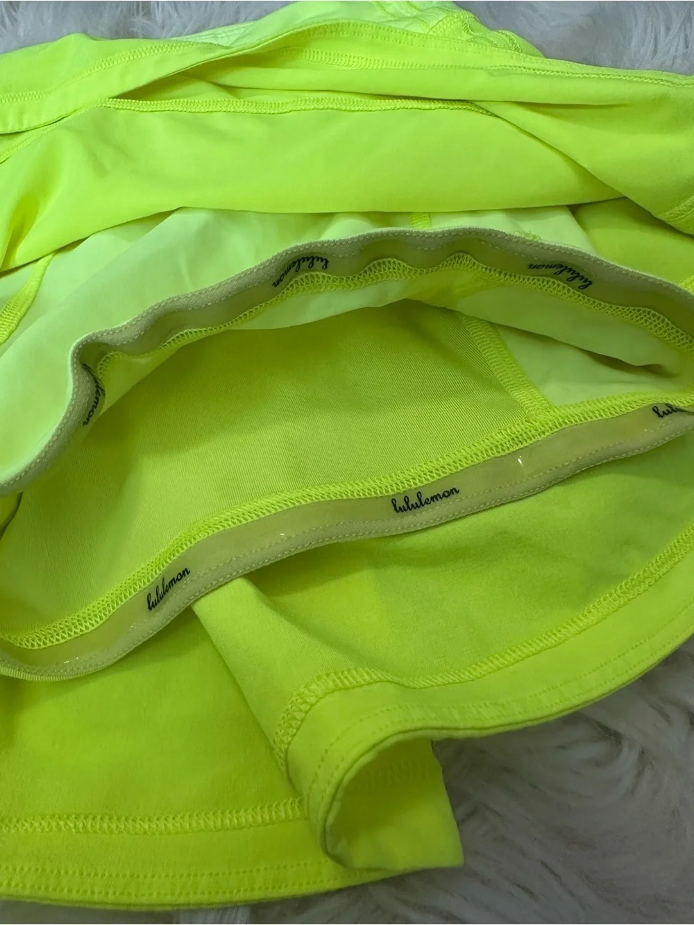 lululemon athletica Neon Yellow court rival Skirt with built in shorts